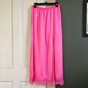 Aerie Vibrant Pink Maxi Skirt with Lace Detail